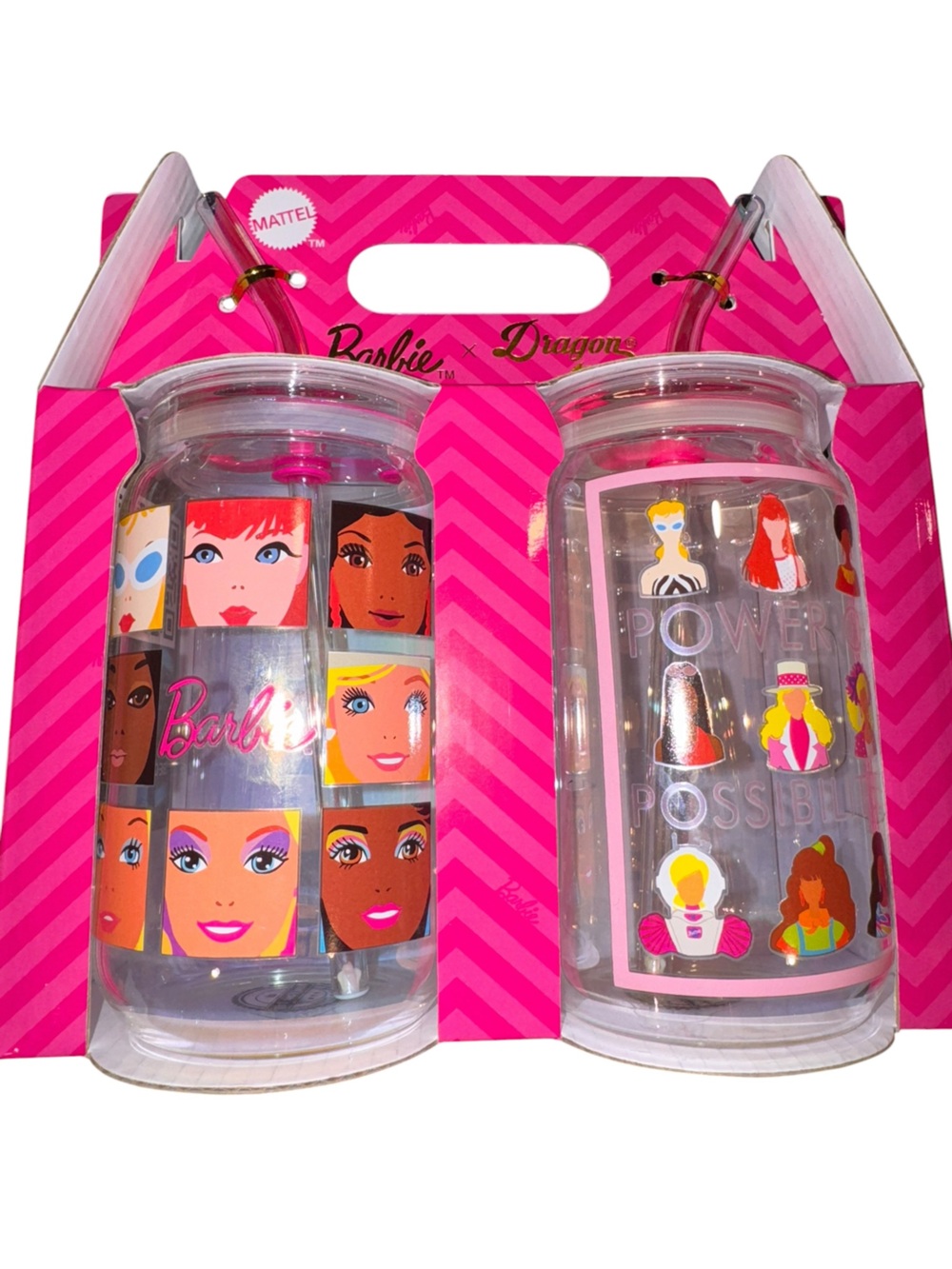Barbie Pink glassware x2